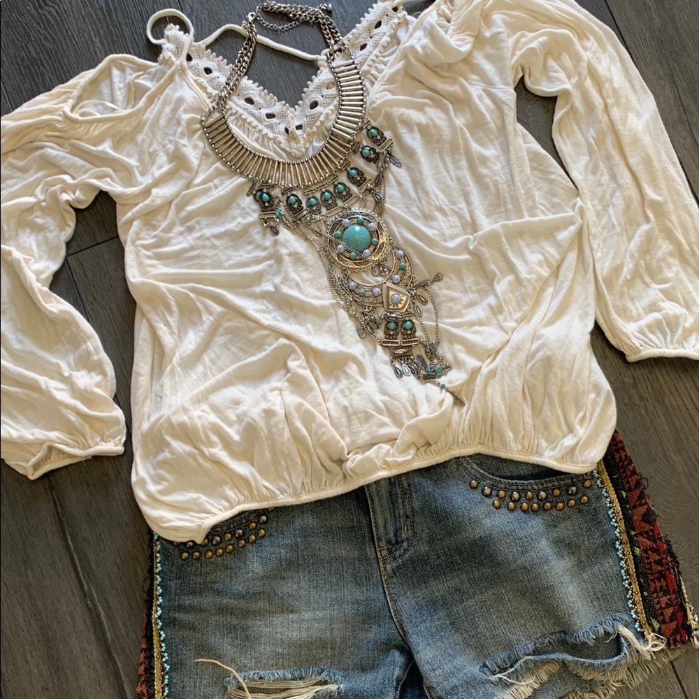 Free people off shoulder boho gypsy top size M